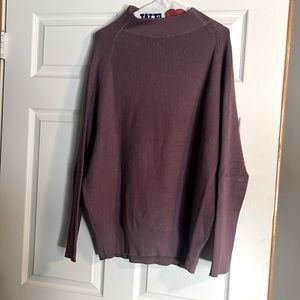 Blue Ivy Violet Bat Wing Long Sleeve Ribbed Knit Mock Turtleneck Sweater